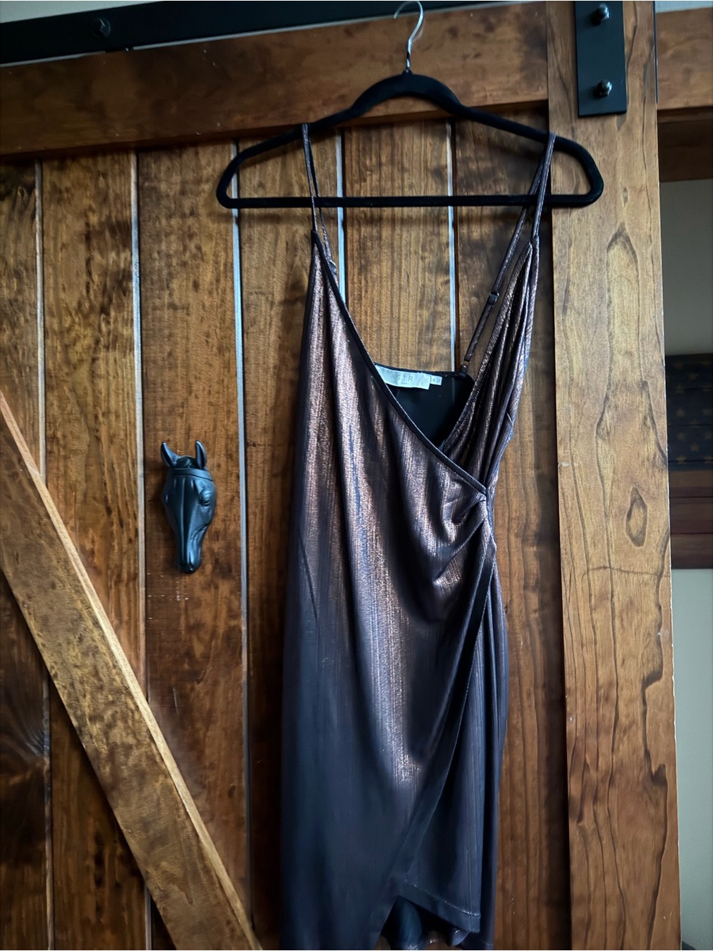 Astr Metallic Bronze Slip Mini Dress